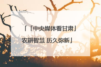 「中央媒体看甘肃」农耕智慧 历久弥新