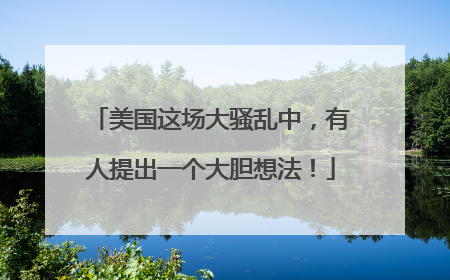 美国这场大骚乱中，有人提出一个大胆想法！