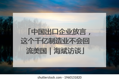 中国出口企业放言，这个千亿制造业不会回流美国｜海斌访谈