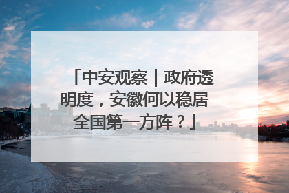 中安观察｜政府透明度，安徽何以稳居全国第一方阵？