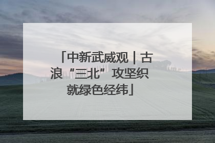 中新武威观｜古浪“三北”攻坚织就绿色经纬