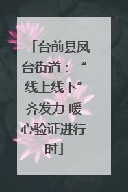 台前县凤台街道：“线上线下”齐发力 暖心验证进行时