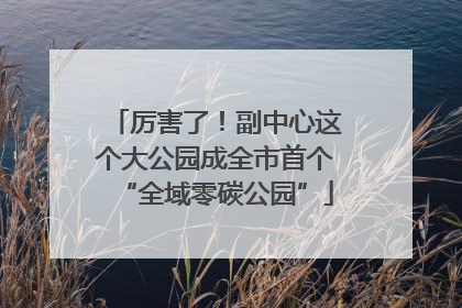 厉害了！副中心这个大公园成全市首个“全域零碳公园”