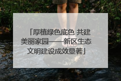 厚植绿色底色 共建美丽家园——新区生态文明建设成效显著