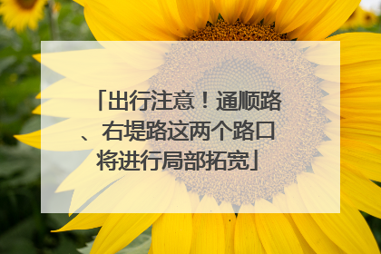 出行注意！通顺路、右堤路这两个路口将进行局部拓宽