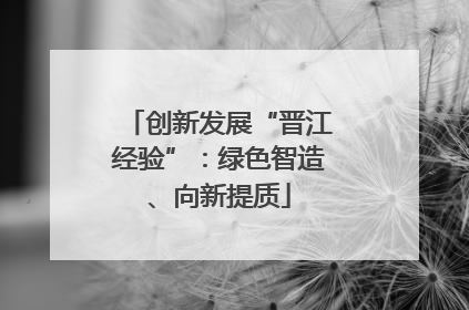 创新发展“晋江经验”：绿色智造、向新提质