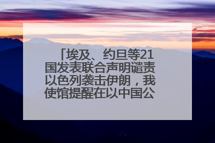 埃及、约旦等21国发表联合声明谴责以色列袭击伊朗，我使馆提醒在以中国公民尽快陆路离境