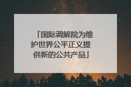 国际调解院为维护世界公平正义提供新的公共产品