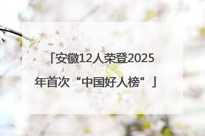 安徽12人荣登2025年首次“中国好人榜”