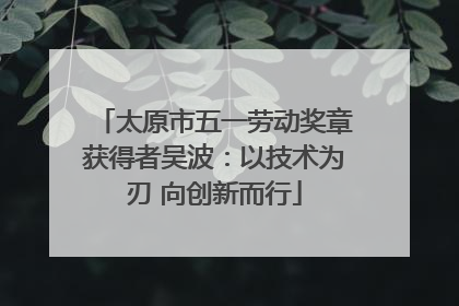 太原市五一劳动奖章获得者吴波：以技术为刃 向创新而行
