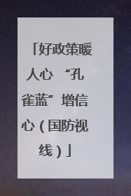 好政策暖人心 “孔雀蓝”增信心（国防视线）