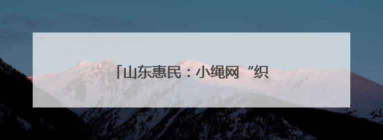 山东惠民：小绳网“织”出乡村振兴新图景