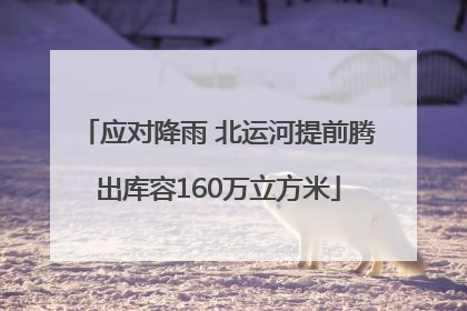 应对降雨 北运河提前腾出库容160万立方米