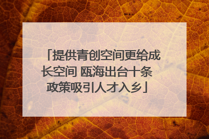提供青创空间更给成长空间 瓯海出台十条政策吸引人才入乡