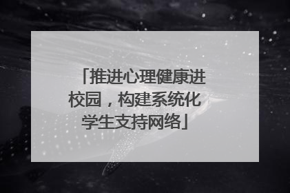 推进心理健康进校园，构建系统化学生支持网络