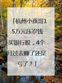 杭州小孩哥1.5万元压岁钱买银行股，4个月过去赚了还是亏了？