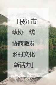 枝江市政协一线协商激发乡村文化新活力