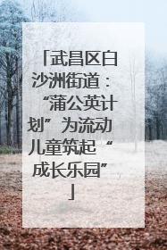武昌区白沙洲街道：“蒲公英计划”为流动儿童筑起“成长乐园”