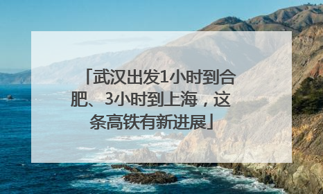 武汉出发1小时到合肥、3小时到上海，这条高铁有新进展
