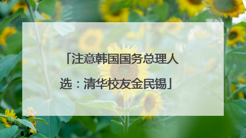 注意韩国国务总理人选：清华校友金民锡