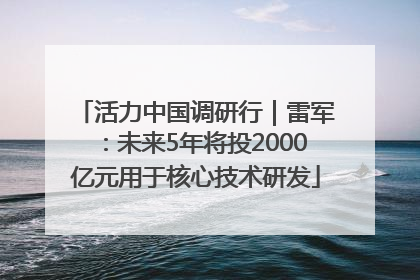 活力中国调研行｜雷军：未来5年将投2000亿元用于核心技术研发