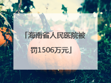 海南省人民医院被罚1506万元
