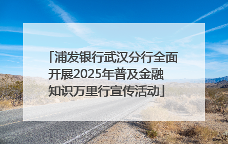 浦发银行武汉分行全面开展2025年普及金融知识万里行宣传活动