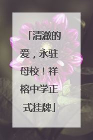 清澈的爱，永驻母校！祥榕中学正式挂牌