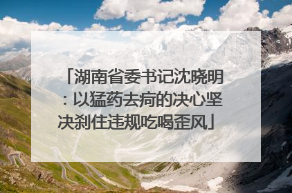 湖南省委书记沈晓明：以猛药去疴的决心坚决刹住违规吃喝歪风