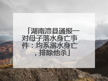 湖南澧县通报一对母子落水身亡事件：均系溺水身亡，排除他杀