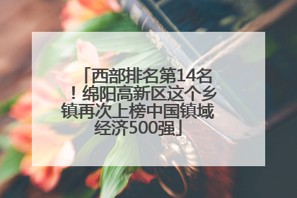 西部排名第14名！绵阳高新区这个乡镇再次上榜中国镇域经济500强