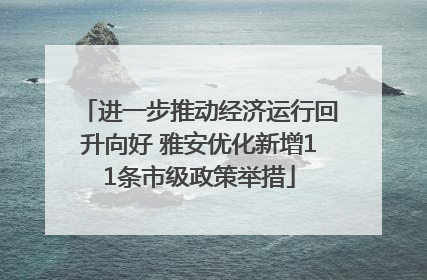进一步推动经济运行回升向好 雅安优化新增11条市级政策举措