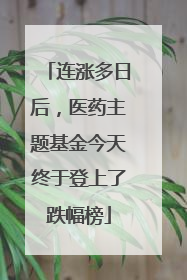 连涨多日后，医药主题基金今天终于登上了跌幅榜
