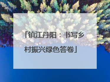 镇江丹阳：书写乡村振兴绿色答卷
