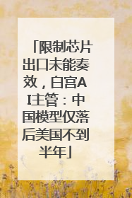 限制芯片出口未能奏效，白宫AI主管：中国模型仅落后美国不到半年