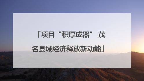 项目“积厚成器” 茂名县域经济释放新动能