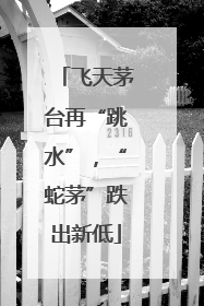 飞天茅台再“跳水”，“蛇茅”跌出新低