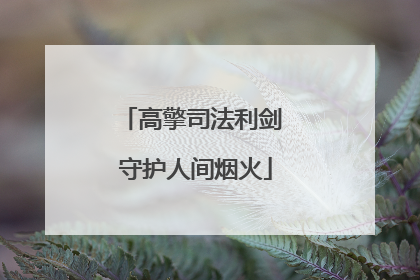 高擎司法利剑 守护人间烟火